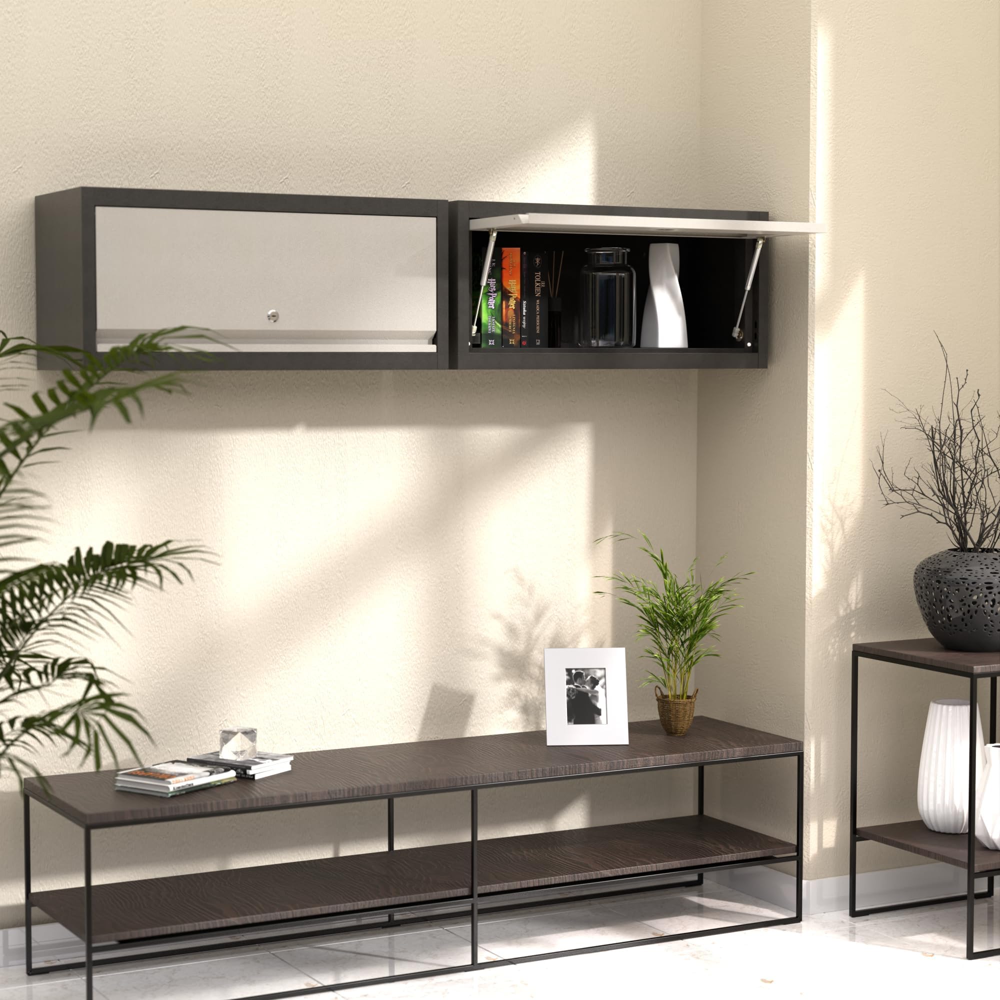 SUPEER Metal Wall Cabinet with Up-flip Door, Size 35cm x 66cm x 30cm