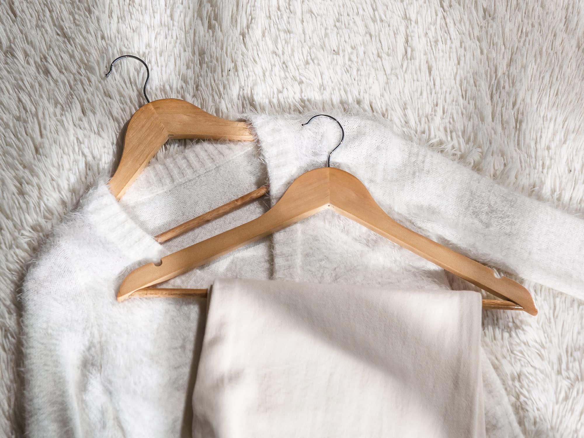 StorageWorks Wooden Coat Hangers 20 Pack, Heavy Duty Natural Wood Hangers for Clothes, Heavy Duty Coathangers with Shoulder Notches