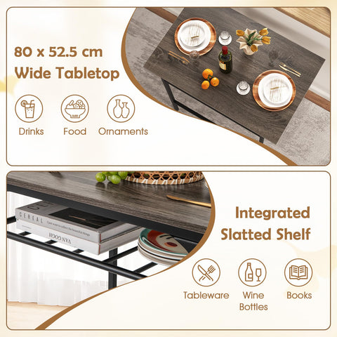 GiantexUK 3PCS Dining Table Set, Wooden Dining Table and Chairs with Storage Rack & Convenient Footrests