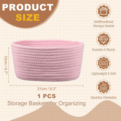 sourcing map Small Woven Basket, 21x15x12 cm Rectangular Rope Basket Decorative Gift Chest Box Cute Mini Woven Storage for Organizing Shelf Storage