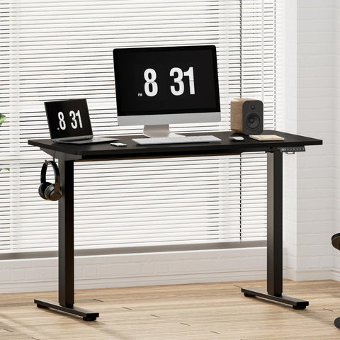 FlexiSpot E1 Plus ONE PIECE Electric Standing Desk Height Adjustable Sit Stand Desk with Memory Smart Panel(100 * 60cm, Black Frame+Black Desktop)