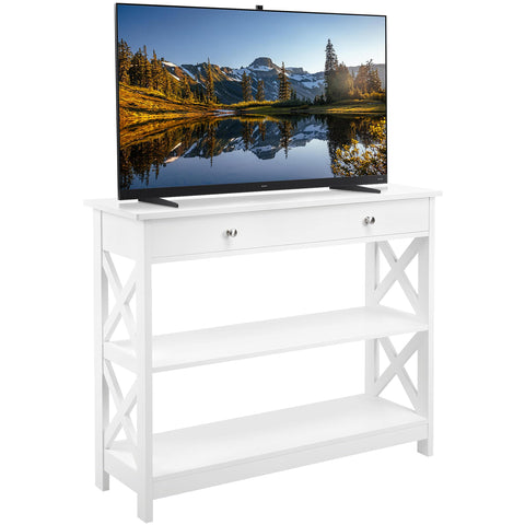 Yaheetech Console Table, Drawer & Shelves, 99.8 × 29.8 × 80 cm, White