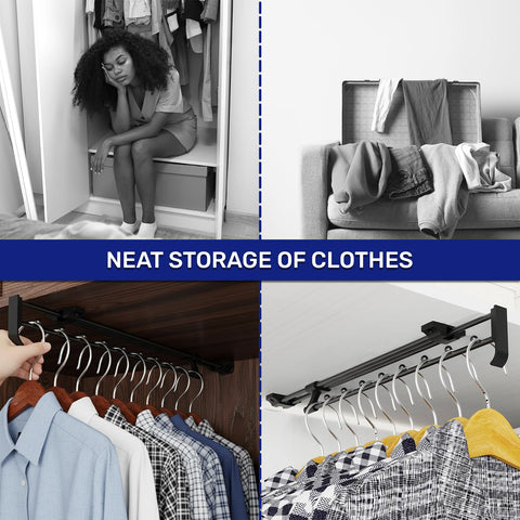 2x Pull Out Clothes Rail for Clothes Wardrobe 450 mm Load Maximum 15 kg