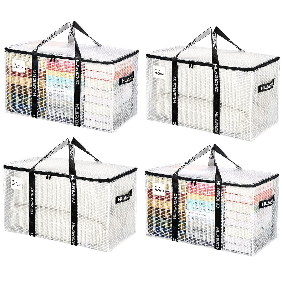 Hilarichic Heavy Duty Moving Bags 97L - Extra Large Storage Bags for Clothes with Strong Zipper & Comfortable Handles, Packing Boxes for Moving House