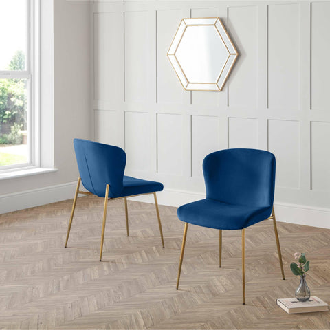 Julian Bowen Harper Dining Chairs, Set of 2, Blue - H82 x W49 x D60cm