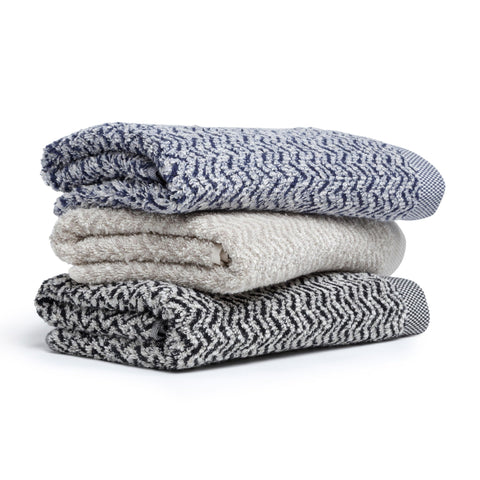 Möve Brooklyn Herringbone Guest Towel 50 x 30 cm 85% Cotton / 10% Viscose / 5% Linen Natural/Deep Sea