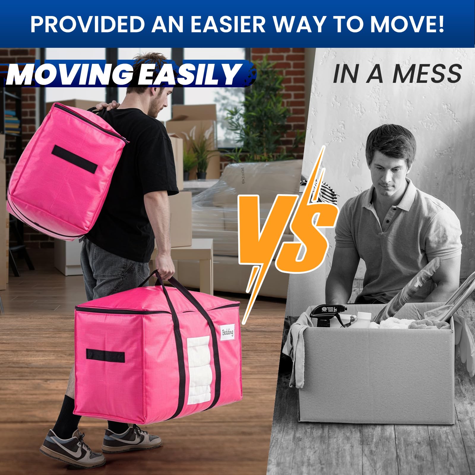 TAILI Moving Bags Extra Large Heavy Duty, Clear Window, 6 Pack Pink
