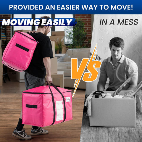 TAILI Moving Bags Extra Large Heavy Duty, Clear Window, 6 Pack Pink