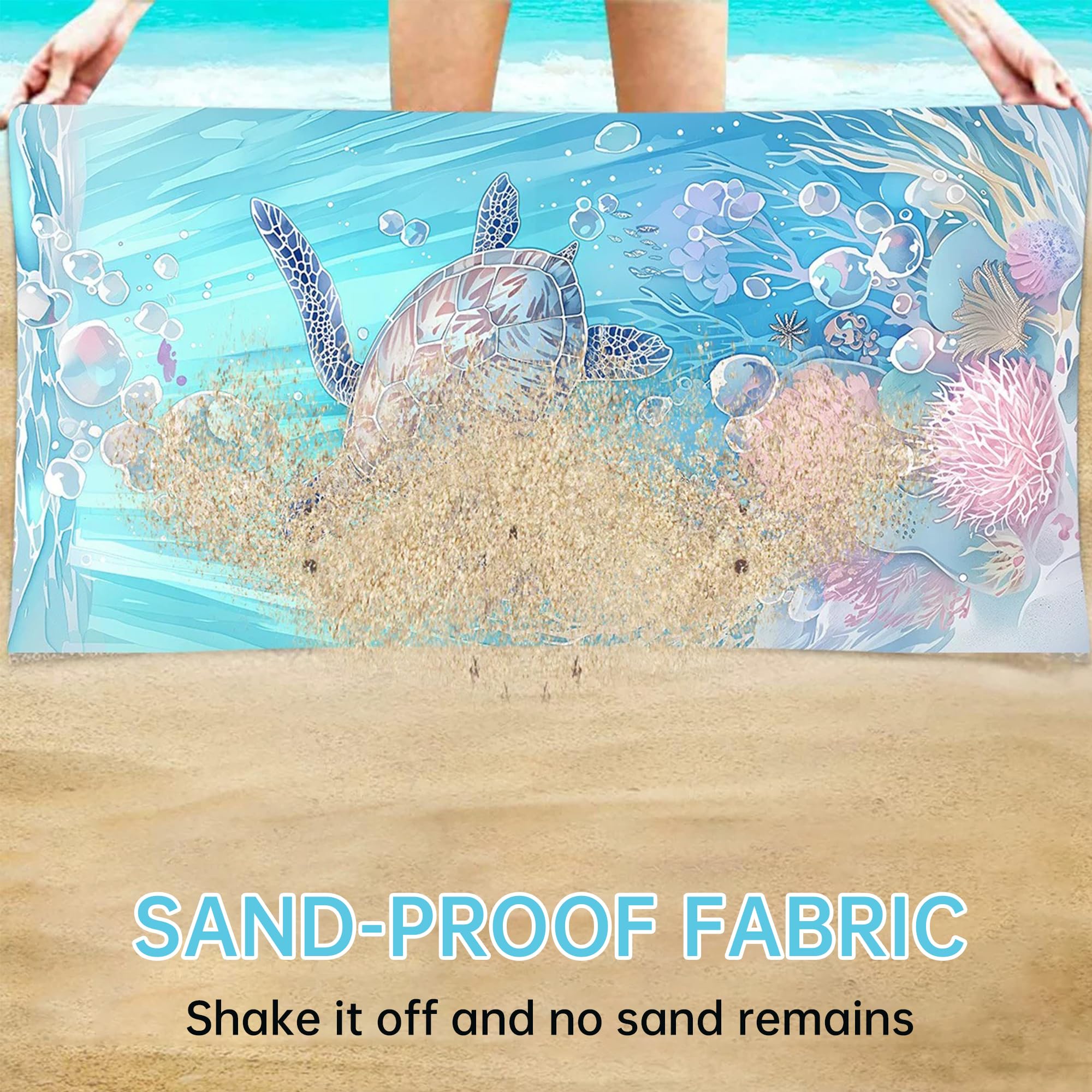 Senshuomy 2-in-1 Beach Towel Bag, Convertible Drawstring Beach Towel Backpack, Sand Free Quick Dry Microfiber Beach Towel for Adults