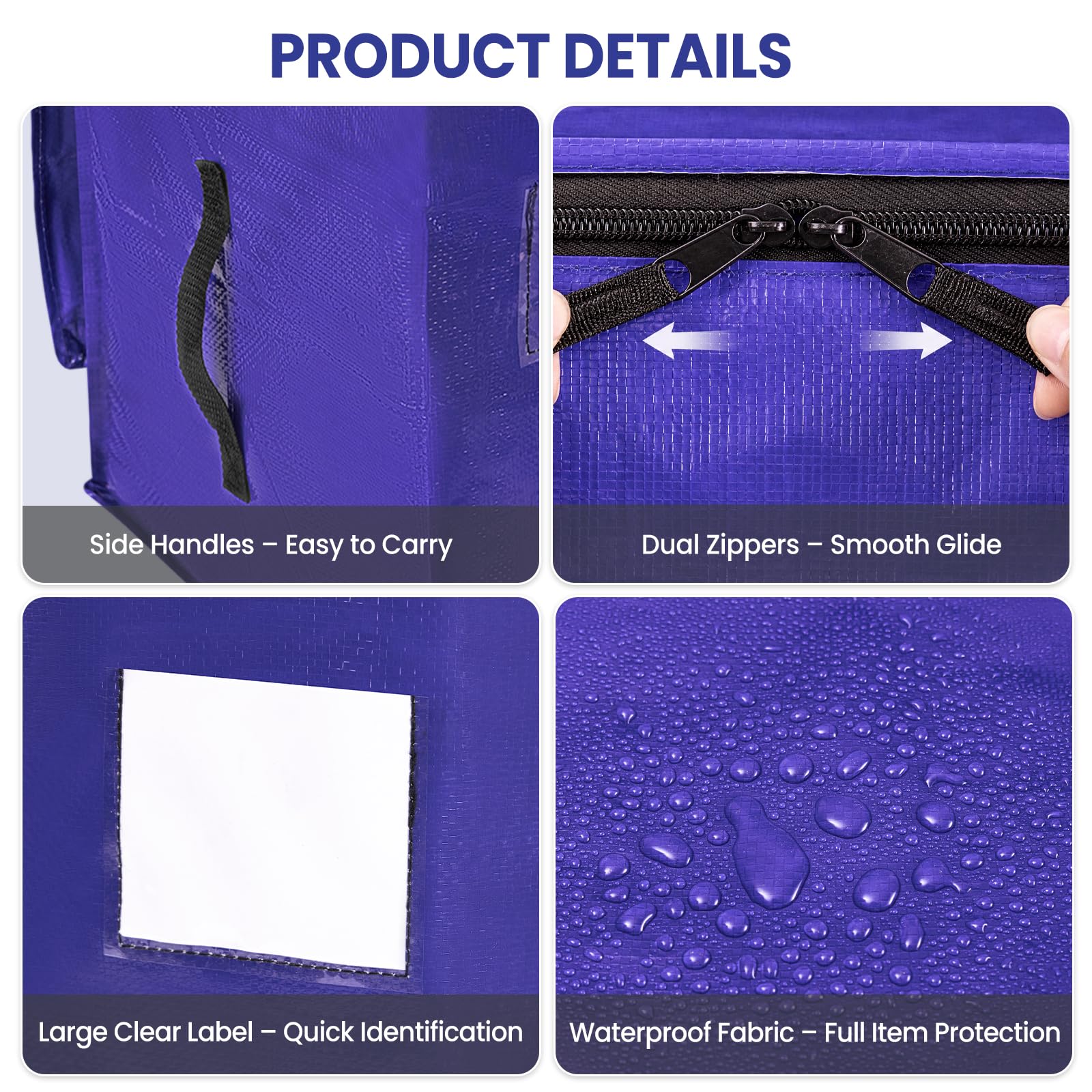 Hode Heavy Duty Moving Bags Extra Large Strong Plastic Storage Bags Zips