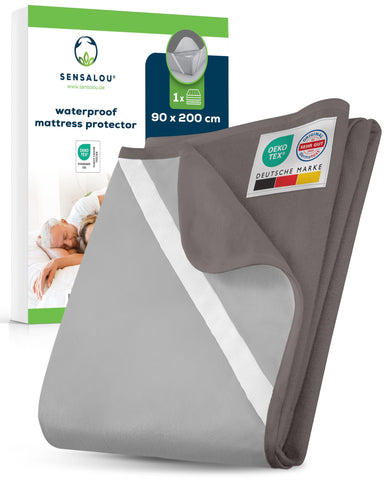 Sensalou Waterproof Mattress Protector 90 x 200 cm Grey – Mattress Cover for Single Bed