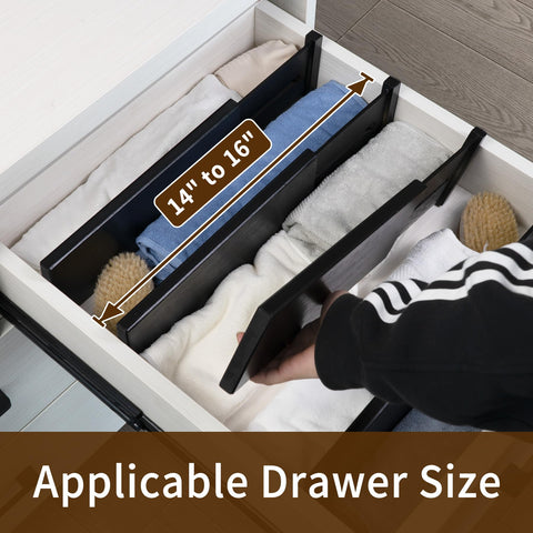 Utoplike 4Pcs Bamboo Kitchen Drawer Dividers, Spring Loaded and Raised