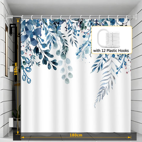 LOSYHU Shower Curtain, Mould Proof Shower Curtain for Bathroom, with 12 Hooks, 180 x 180 cm Waterproof Polyester Fabric Shower Curtains