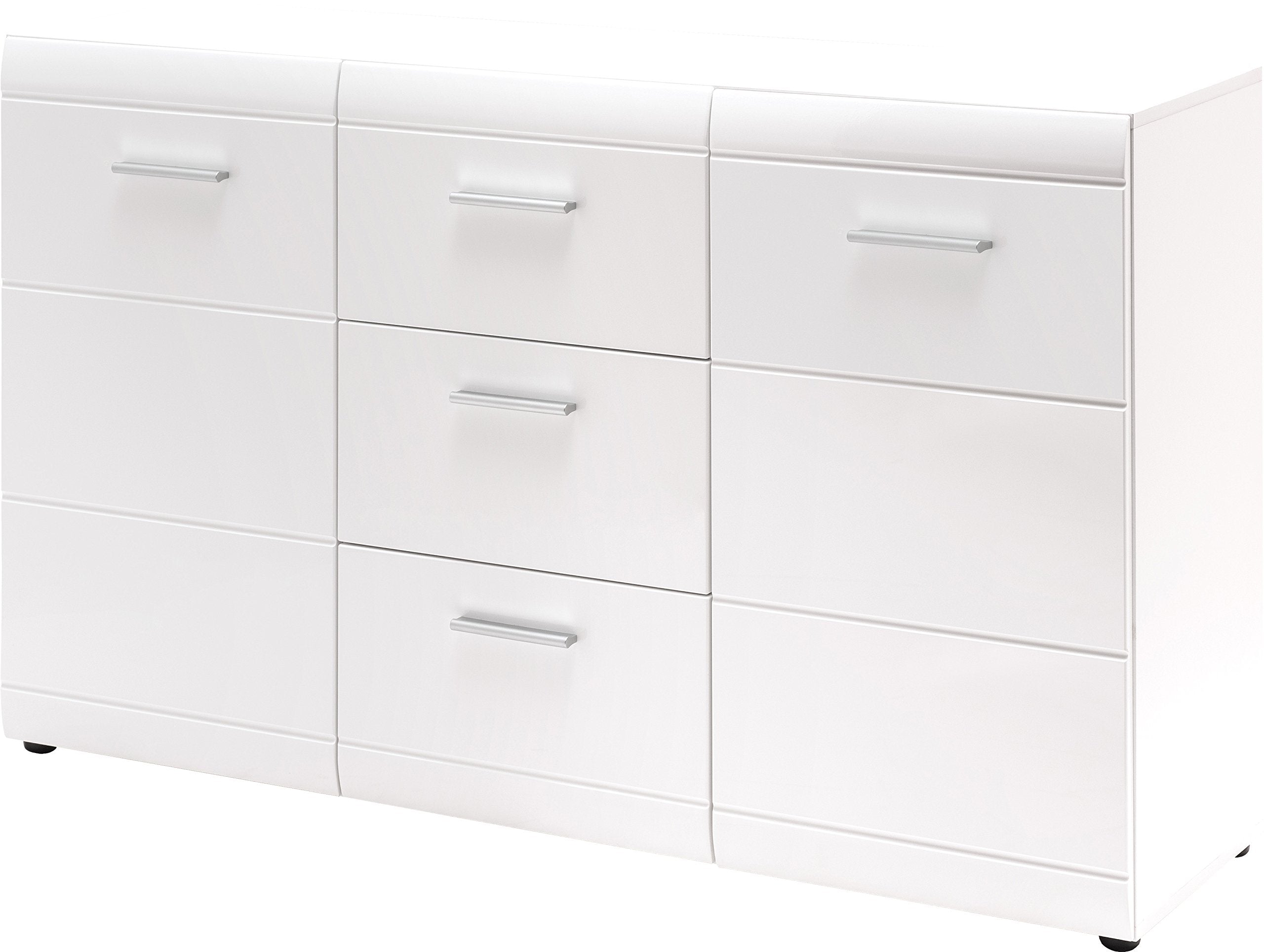 Germania Sideboard 3580-84 GW-Adana, in White, Fronts high gloss with groove milling, 144 x 86 x 40 cm (WxHxD)