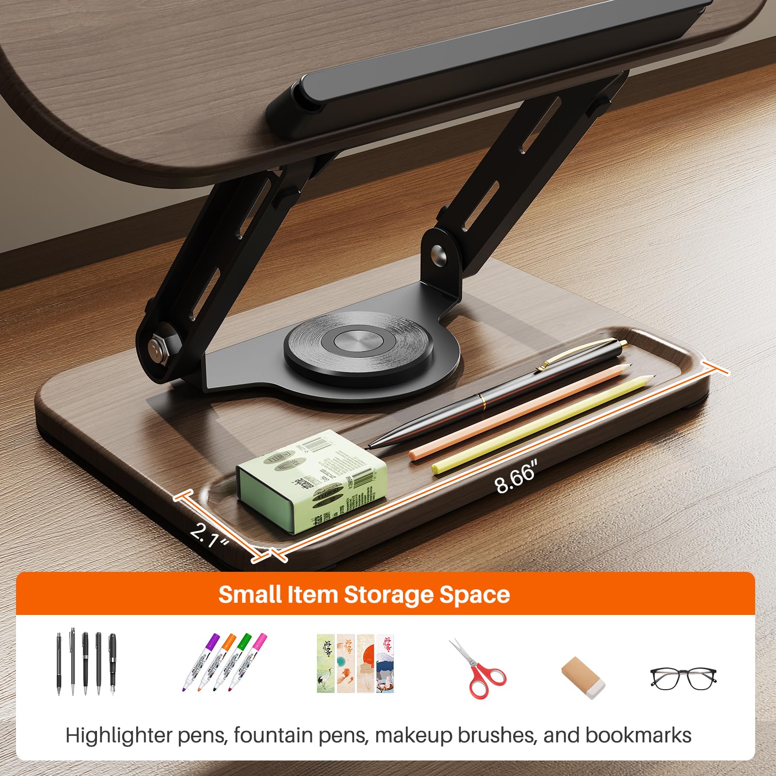 Book Stands for Reading,360 Degree Rotation, Height Adjustable, with Storage Slot,Suitable for Office, Kitchen, Cookbook, Textbook, Recipe
