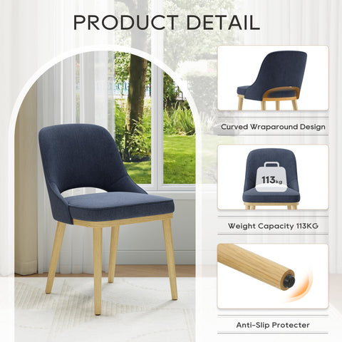 Dining Chairs Set of 4, Upholstered Dining Room Chairs with Chenille Fabric, Ergonomic Backrest, High Density Cushion & Rubber Wood Frame