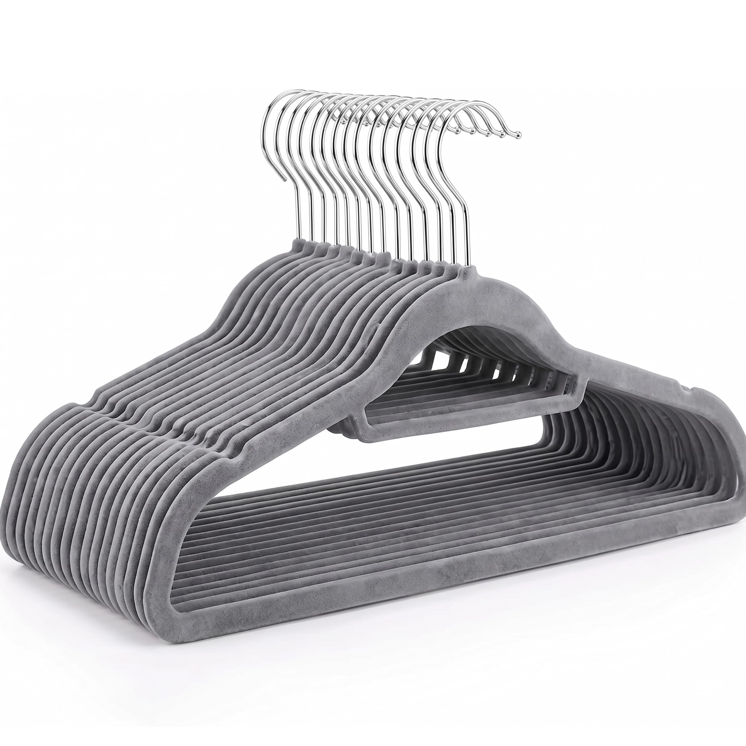 Housezy Coat Hangers, 20 Pack, Non-Slip Velvet Hangers for Clothes with Tie Bar & 360° Rotating Hook, Strong & Durable