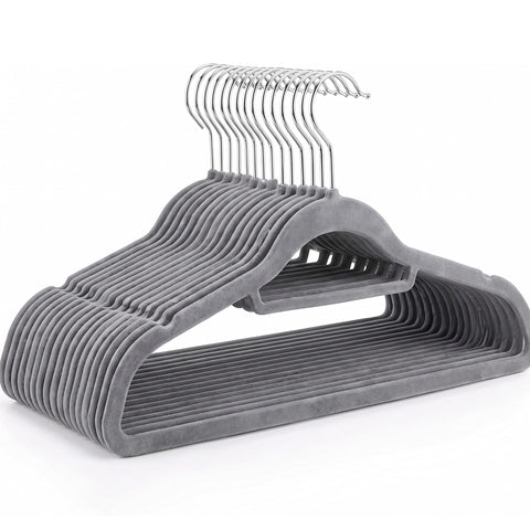 Housezy Coat Hangers, 20 Pack, Non-Slip Velvet Hangers for Clothes with Tie Bar & 360° Rotating Hook, Strong & Durable