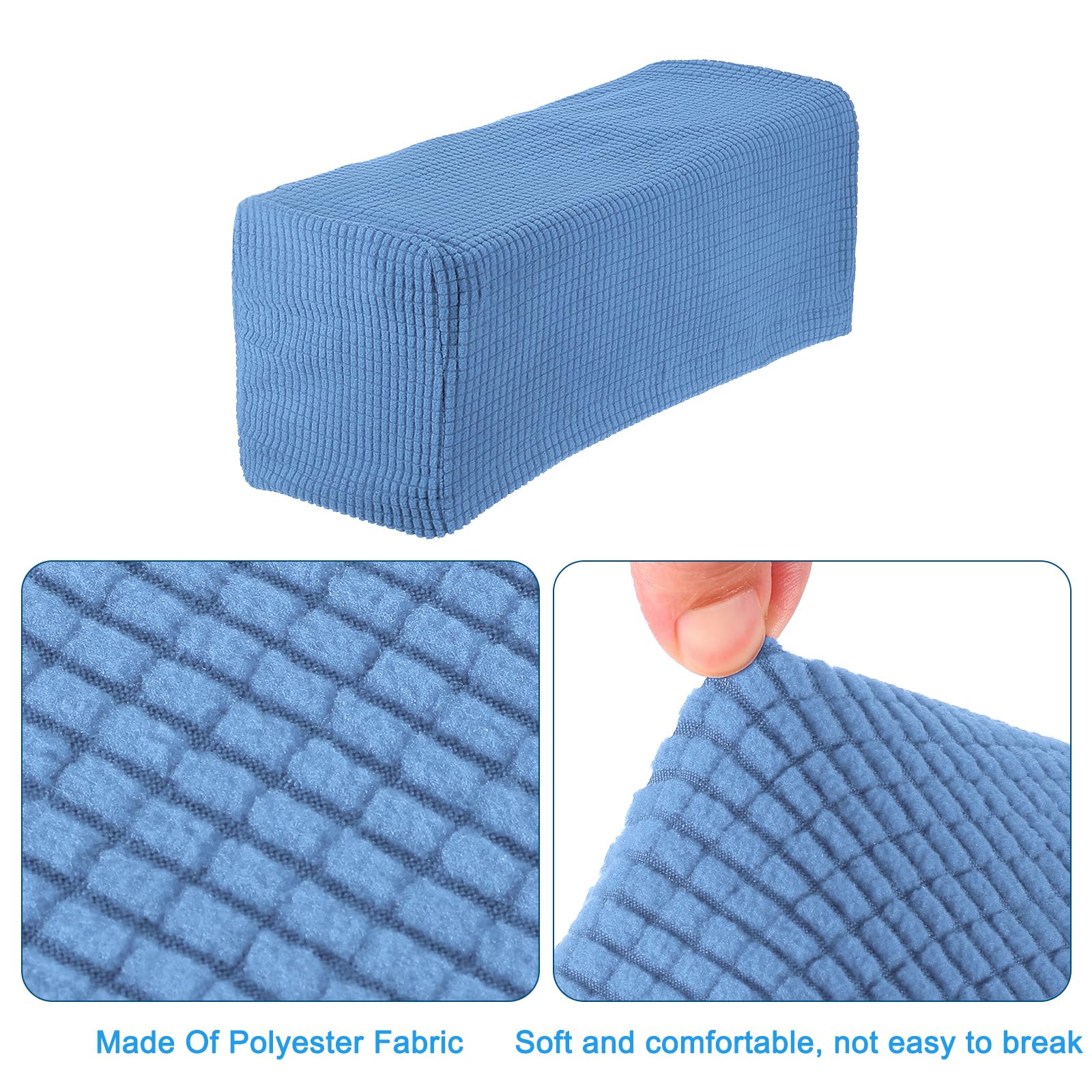 sourcing map 2pcs Stretch Armrest Covers for Chairs/Sofas, Couch Arm Covers with Twist Pin, Furniture Protector Slipcovers Denim Blue