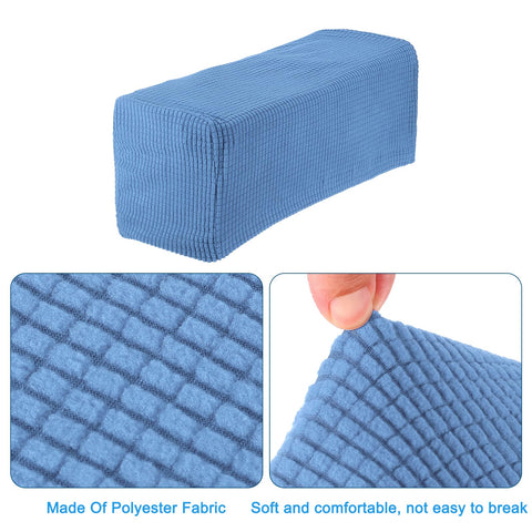 sourcing map 2pcs Stretch Armrest Covers for Chairs/Sofas, Couch Arm Covers with Twist Pin, Furniture Protector Slipcovers Denim Blue