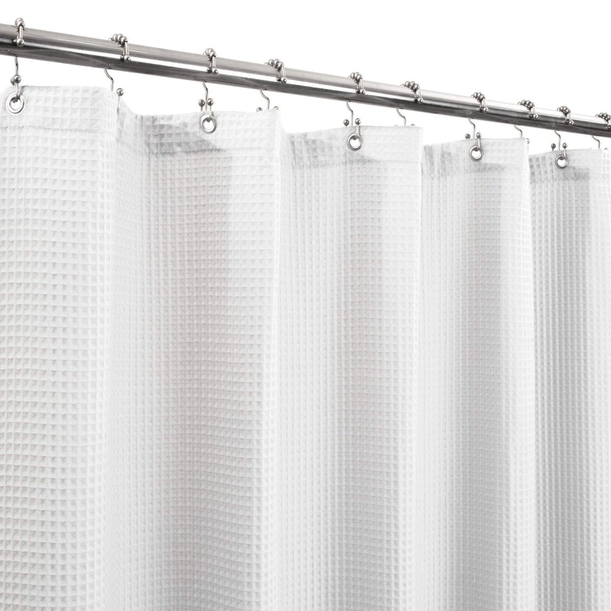Barossa Design Cotton Blend Shower Curtain Extra Wide 108 Inch - Honeycomb Waffle Weave, Hotel Luxury & Spa, Heavy Weight Fabric, Washable - White