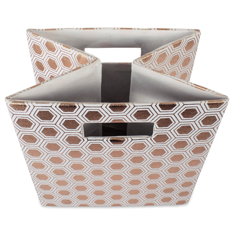 DII Hard Sided Collapsible Fabric Storage Container for Nursery, Offices, & Home Organization, (11x11x11") - Honeycomb Copper