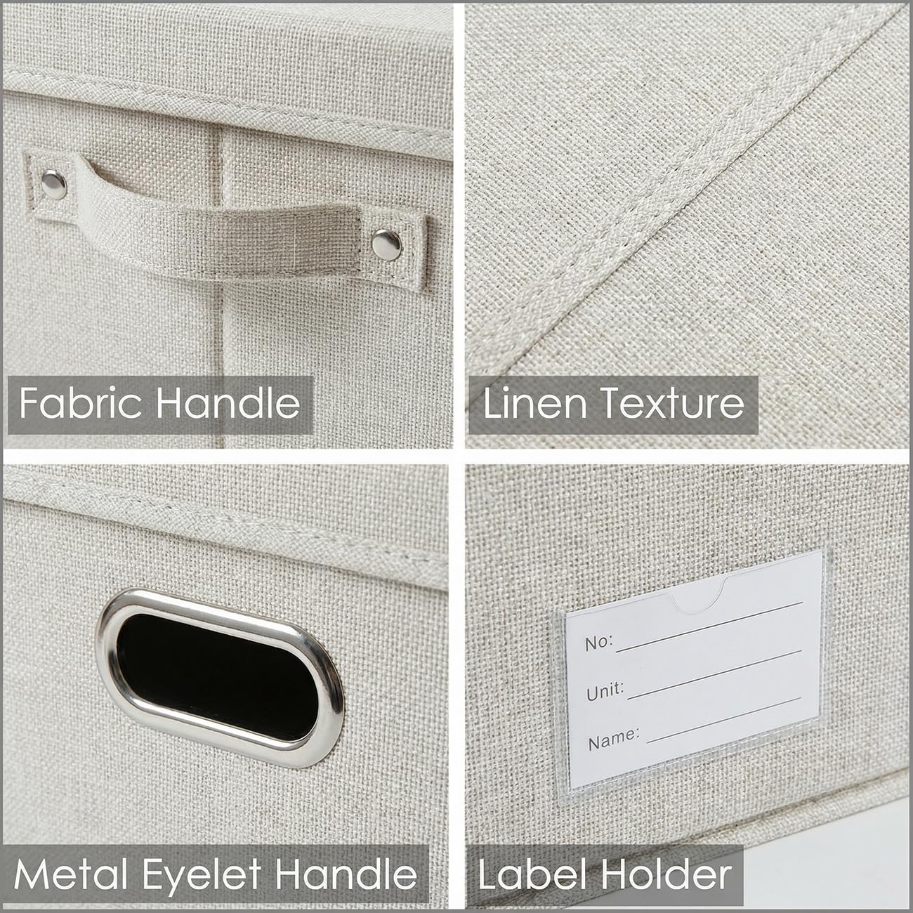 Prandom Storage Boxes with Lids Extra Large,58x40x30cm,Beige[3-Pack]