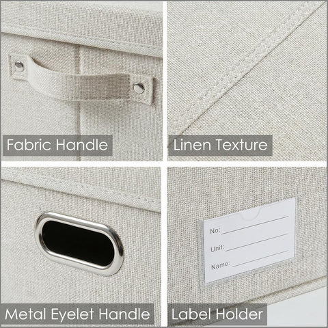 Prandom Storage Boxes with Lids Extra Large,58x40x30cm,Beige[3-Pack]