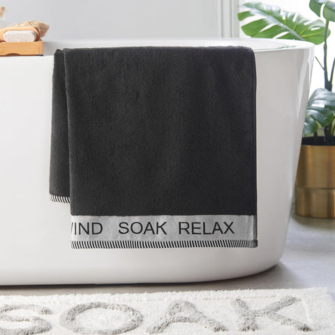 Catherine Lansfield Relax And Unwind 50x85cm Hand Towel Black