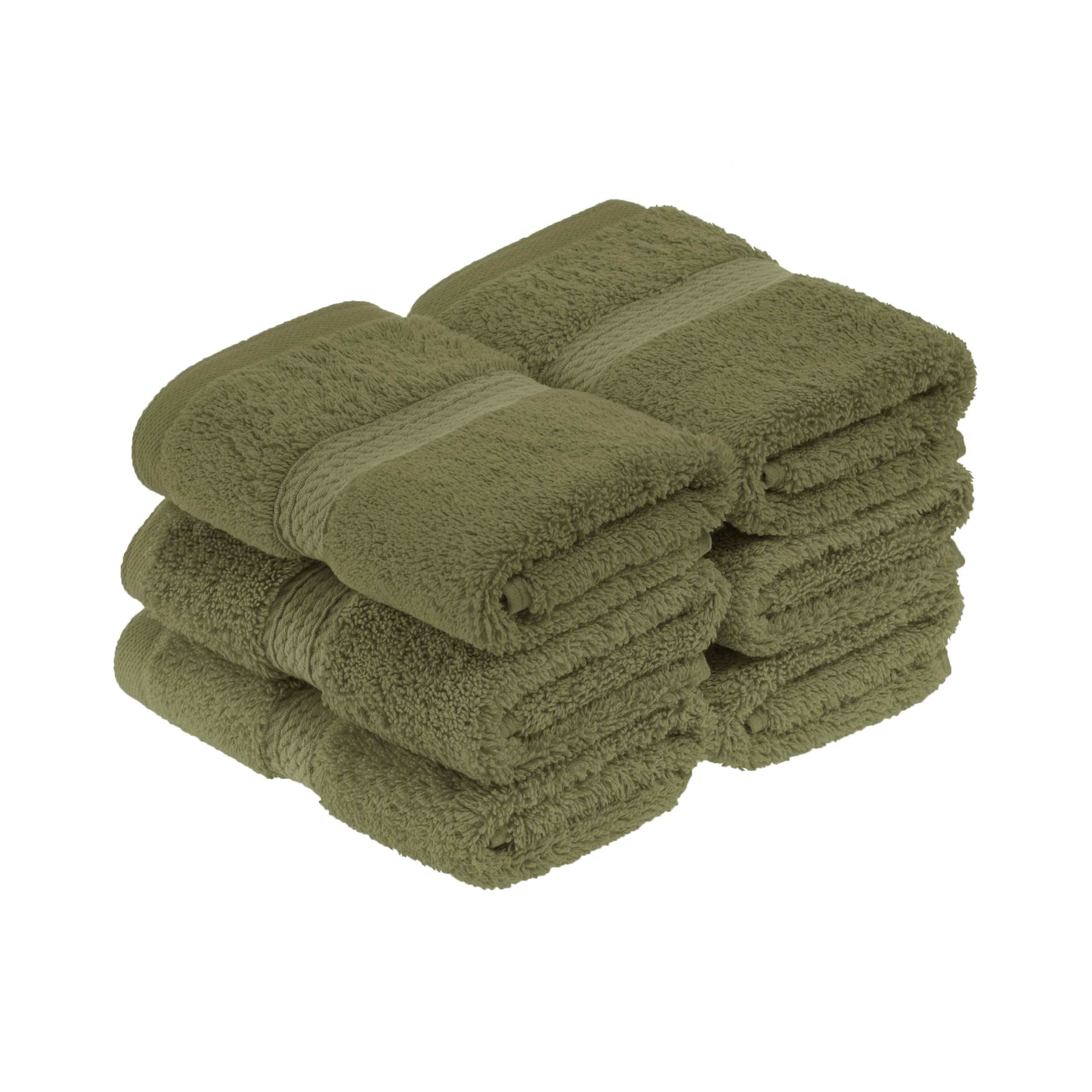 Superior 900 Gram 100% Premium Long-Staple Combed Cotton 6-Piece Face Towel Set, Forest Green