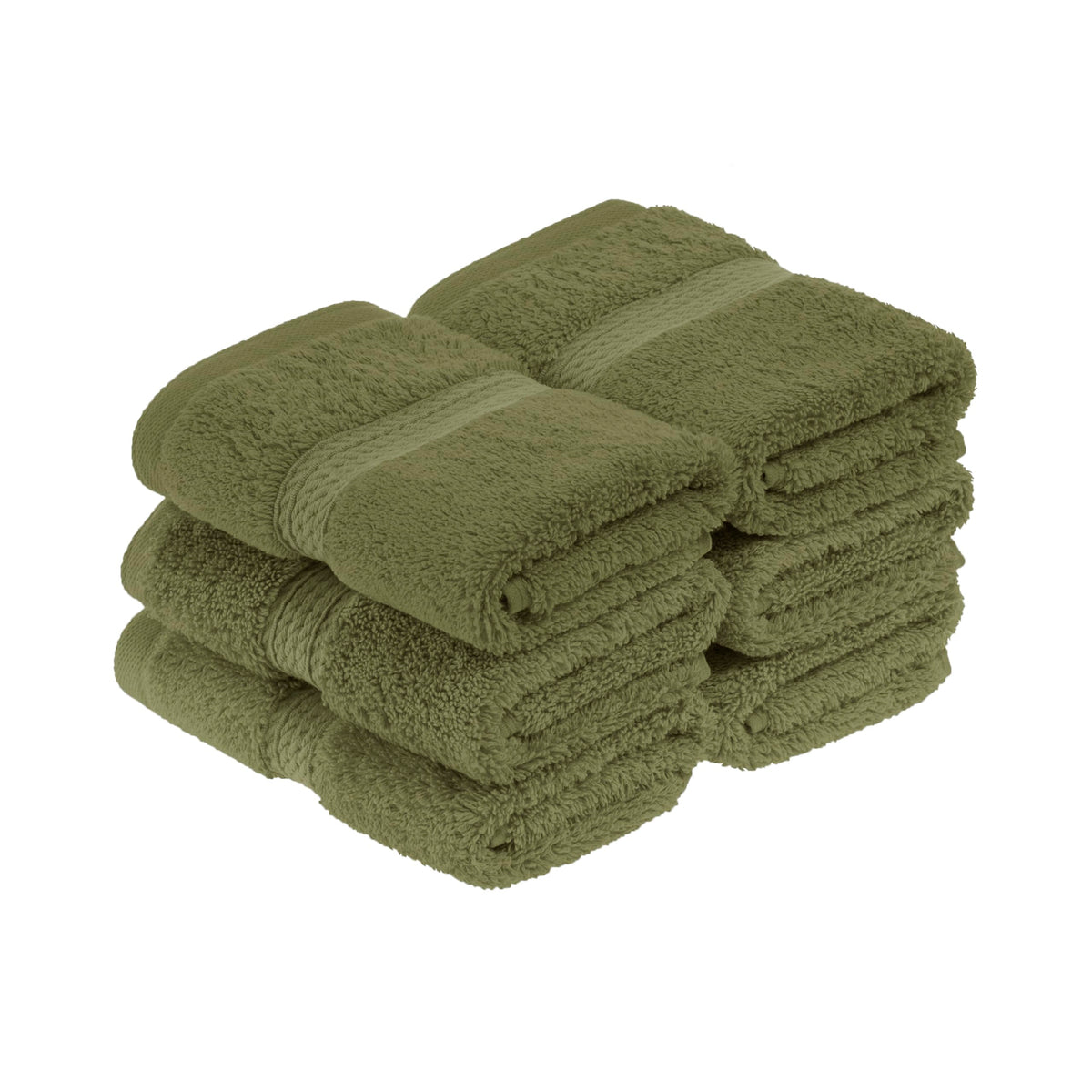 Superior 900 Gram 100% Premium Long-Staple Combed Cotton 6-Piece Face Towel Set, Forest Green