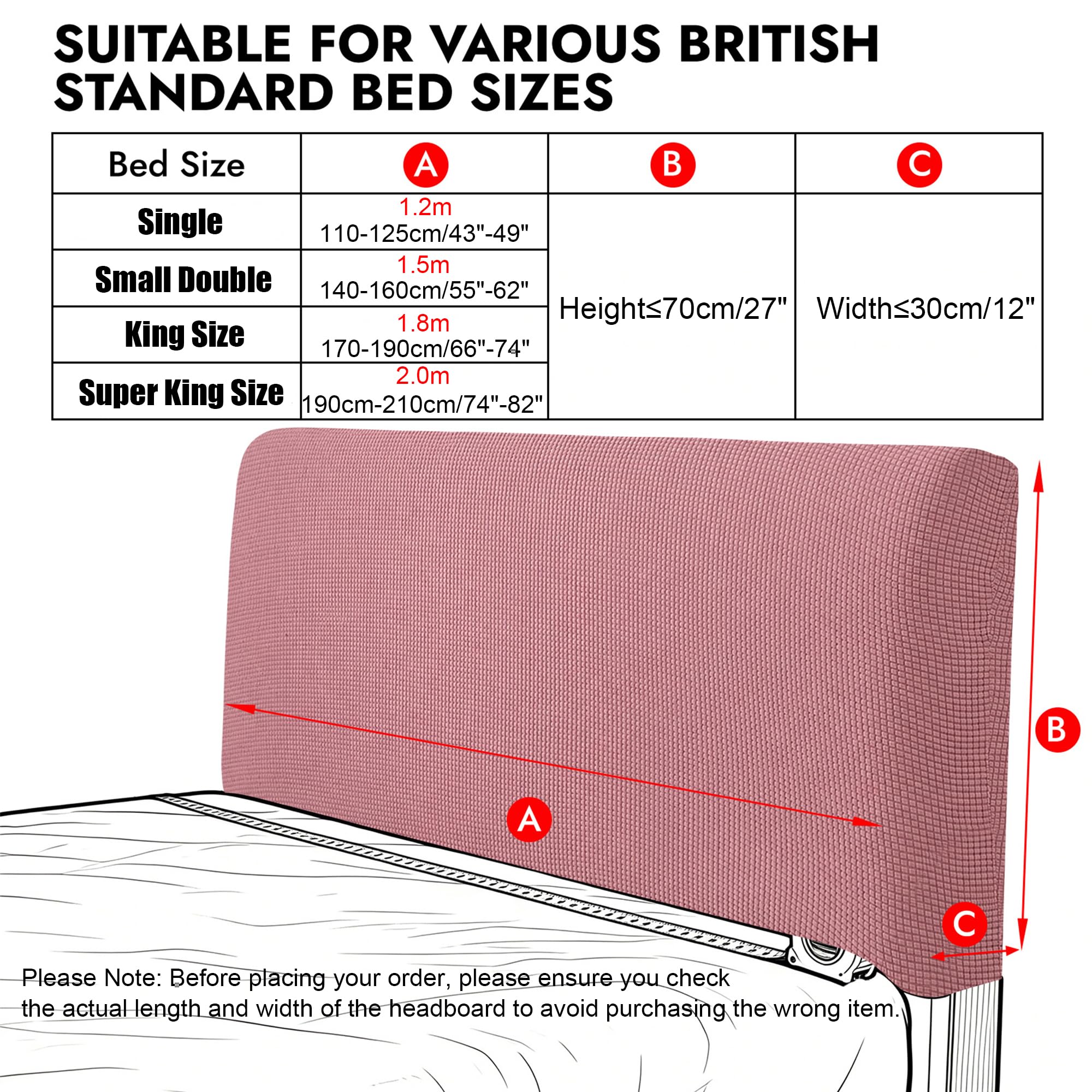 Niuoppy Bed Headboard Cover Fully Wrapped, Stretch Head Board Covers for Single Bed, Beds Headboard Protector Dustproof and Cat Scratch-proof