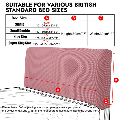 Niuoppy Bed Headboard Cover Fully Wrapped, Stretch Head Board Covers for Single Bed, Beds Headboard Protector Dustproof and Cat Scratch-proof