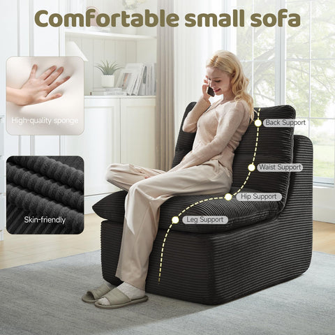 ROXGOX Boneless Chair Small Lounge Chairs for Adults, Memory Foam Single Sofa Bean Bag Chair for Living Room, Bedroom, Gaming Reading