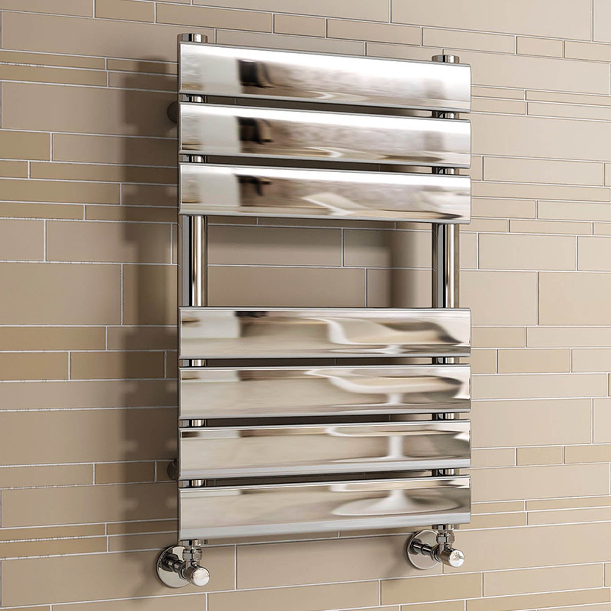 iBathUK Zerith Wall Mounted Flat Panel Heated Towel Rail, 7 Column Slim Flat Steel Hydronic Central Heating Towel Radiator with High Thermal Output