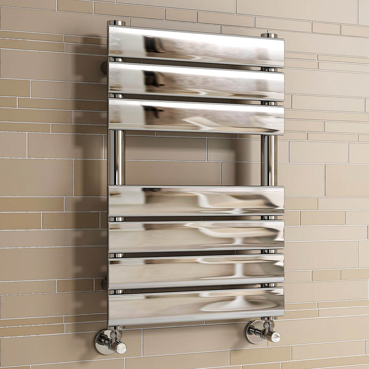 iBathUK Zerith Wall Mounted Flat Panel Heated Towel Rail, 7 Column Slim Flat Steel Hydronic Central Heating Towel Radiator with High Thermal Output