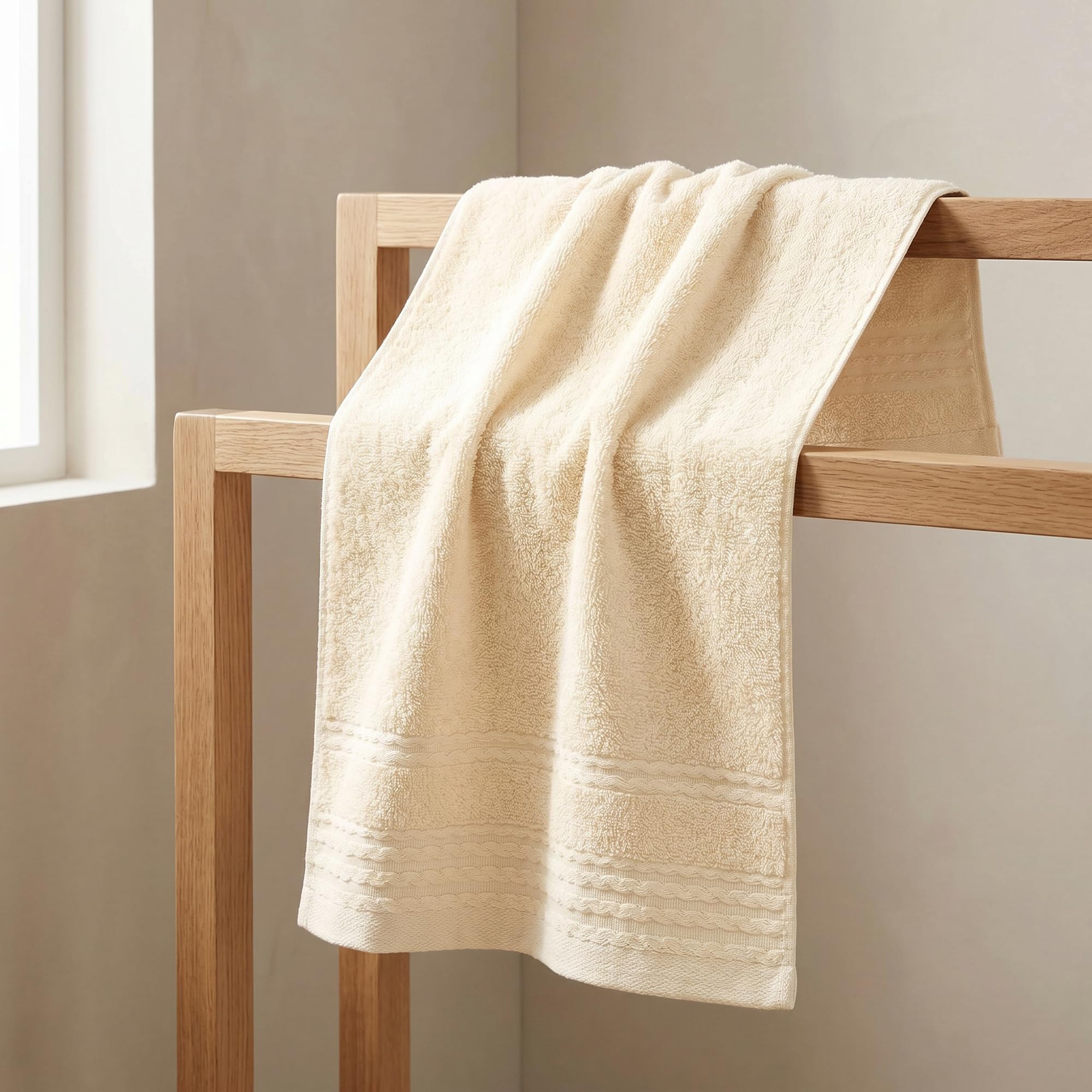 HMETOL Striped Comfort and Quick Drying Hand Towel Set (14 x 30 Inches)