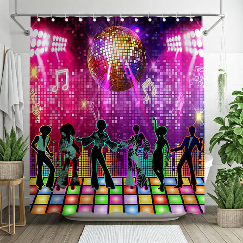 Luminora Retro 70s 80s 90s Disco Night Shower Curtain for Bathroom