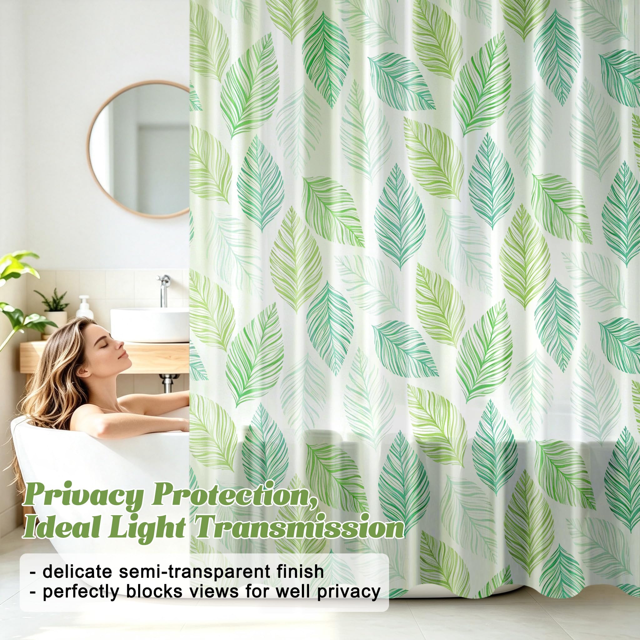 Vllcsla Shower Curtain 200/240 Drop, 180x200 Drop cm, PEVA Extra Long Wet Room Bathtub Curtain