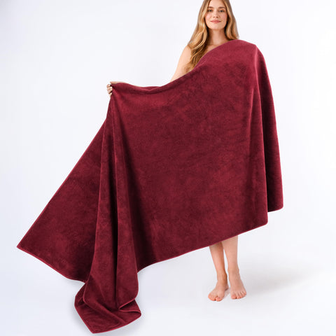 American Soft Linen Oversized Bath Sheet 40x80 Extra Large for Bathroom, 100% Cotton Turkish Jumbo Bathsheet Towels for Adults Bordeaux Red Bath Sheet