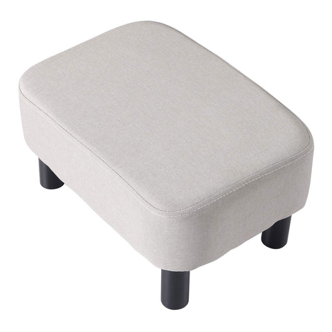 YMYNY 42CM Footstool, Rectangle Ottoman with Stable Wooden Legs, Modern Linen Fabric Footrest, Change Shoes Stool for Living Room