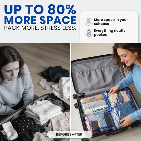 myHodo Vacuum Compression Bags for Rolling (14 Pieces) - Versatile Travel Bags for Suitcase & Backpack, Reusable Storage Solution, Durable & Hygienic