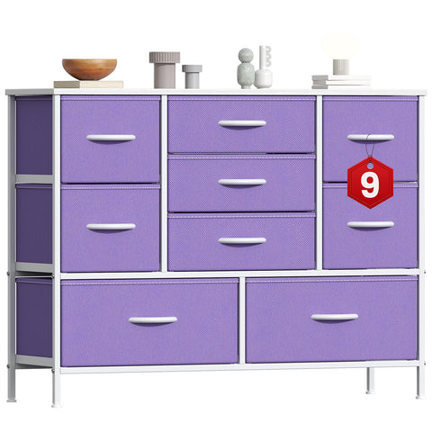 GoaHi Chest of Drawers, Large Dressers with Metal Frame and MDF Wooden Top Board, Adjustable Feet, Anti-Tip Safety