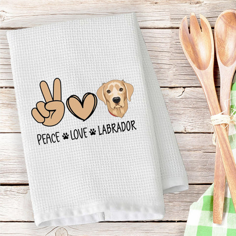 PLITI Labrador Kitchen Towel Labrador Retriever Gift Labrador Lover Gift Peace Love Labrador Gift Labrador Mom Gift (Peace Labrador TWU)