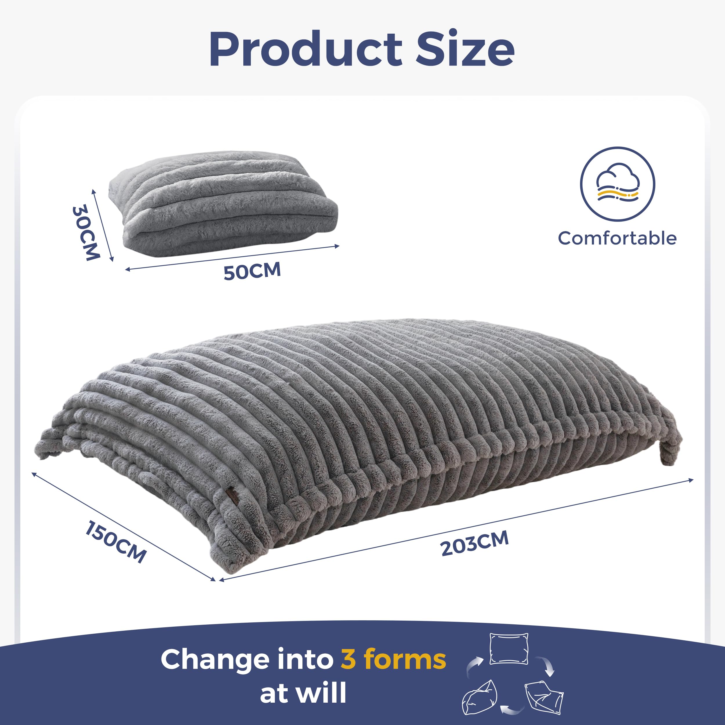 MAXYOYO Giant Bean Bag Chair,Faux Fur Lazy Lounge Chair with Foam Filling