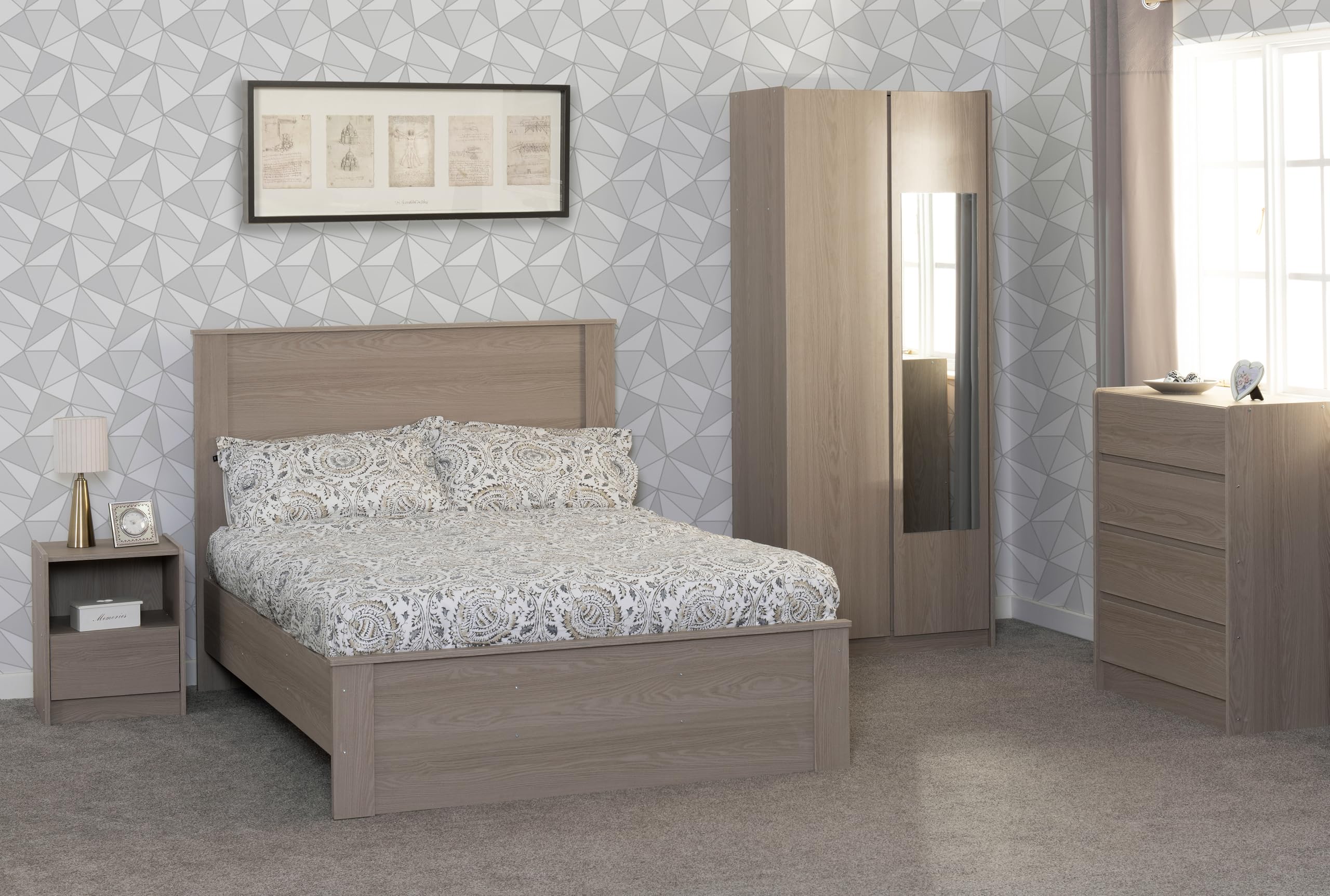 Seconique Paris 2 Door Mirrored Wardrobe in Smoked Ash Effect