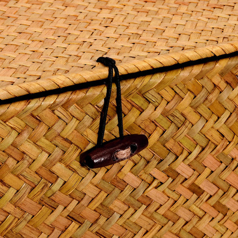 Set of 3 Seagrass Rattan Boxes with Lid, Rectangular Woven Storage Hamper