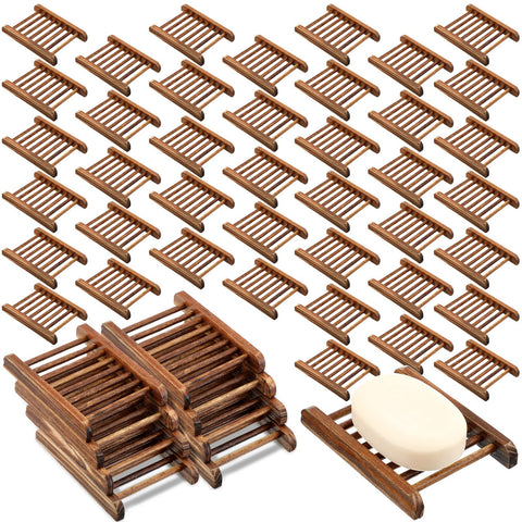 Potchen Bamboo Soap Dish Wooden Hand Craft Soap Case for Shower Rectangular Bathtub Shower Dish Accessories for Home Bathroom Kitchen