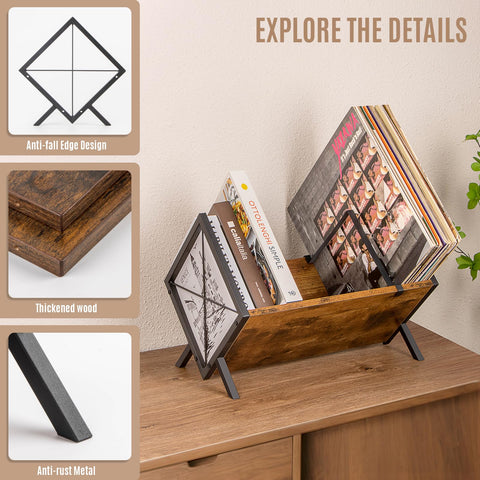 PUERSI Vinyl Record Storage Rack, 1 Tier 80 LP Record Storage Holder