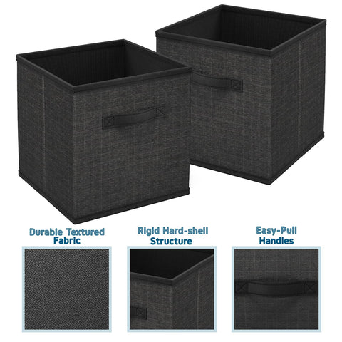 Nestl Foldable 9 Cube Storage Organizer Bins, Black Fabric Storage Cubes, 11-Inch Square Cube Storage Bins for Closet, Bedroom, Playroom and More